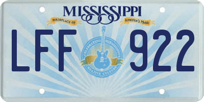 MS license plate LFF922