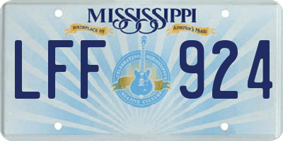 MS license plate LFF924