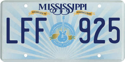 MS license plate LFF925