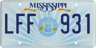 MS license plate LFF931