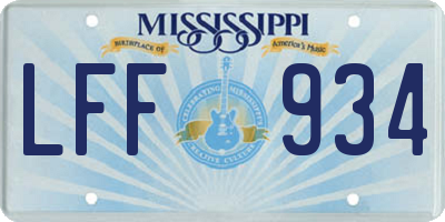 MS license plate LFF934