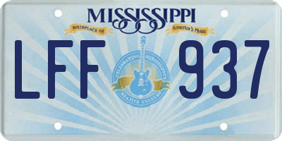 MS license plate LFF937