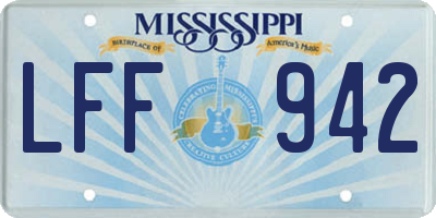 MS license plate LFF942