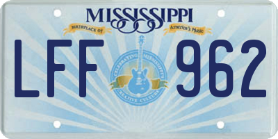 MS license plate LFF962