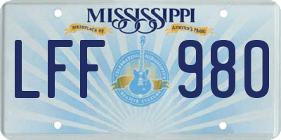 MS license plate LFF980