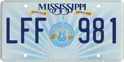 MS license plate LFF981