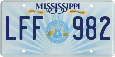 MS license plate LFF982
