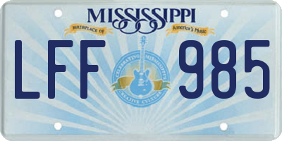 MS license plate LFF985