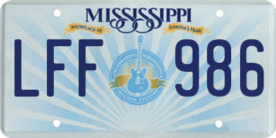 MS license plate LFF986
