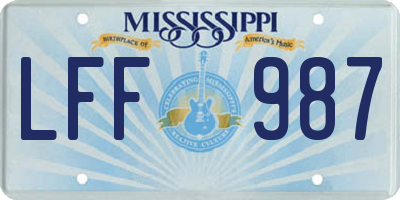 MS license plate LFF987
