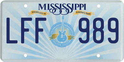 MS license plate LFF989