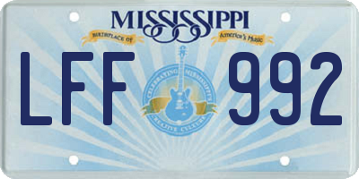 MS license plate LFF992