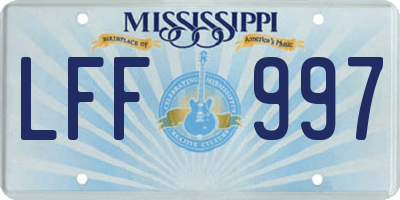 MS license plate LFF997