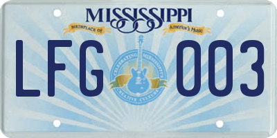MS license plate LFG003