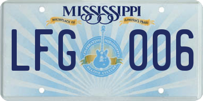 MS license plate LFG006