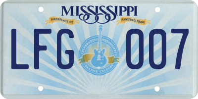 MS license plate LFG007