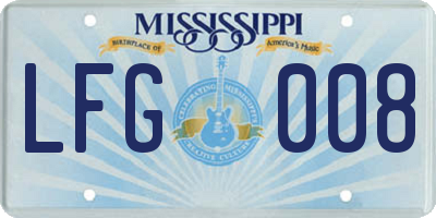 MS license plate LFG008