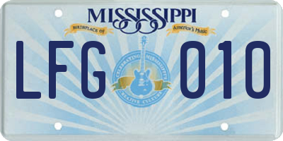 MS license plate LFG010