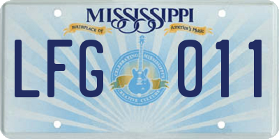 MS license plate LFG011