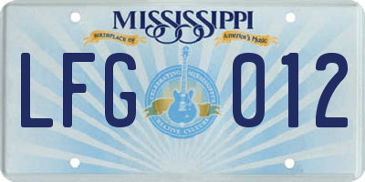 MS license plate LFG012