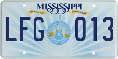 MS license plate LFG013