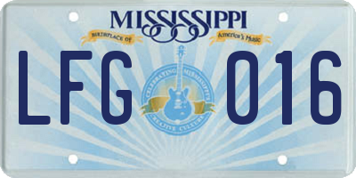 MS license plate LFG016