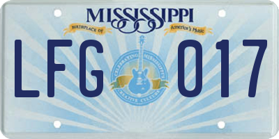 MS license plate LFG017