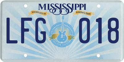 MS license plate LFG018