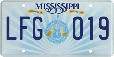 MS license plate LFG019