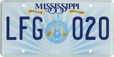 MS license plate LFG020