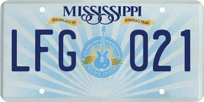 MS license plate LFG021