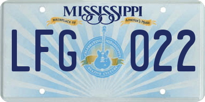 MS license plate LFG022