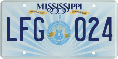 MS license plate LFG024
