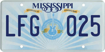 MS license plate LFG025