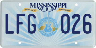 MS license plate LFG026