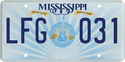MS license plate LFG031