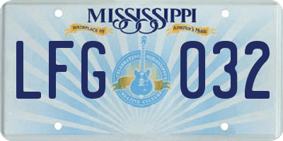 MS license plate LFG032