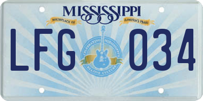 MS license plate LFG034