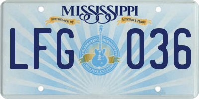 MS license plate LFG036