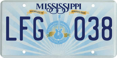 MS license plate LFG038