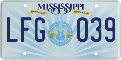 MS license plate LFG039