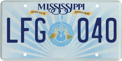MS license plate LFG040