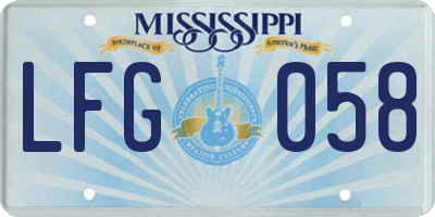 MS license plate LFG058