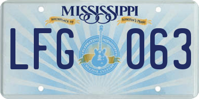 MS license plate LFG063