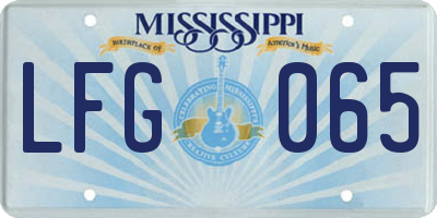 MS license plate LFG065