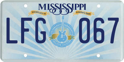 MS license plate LFG067