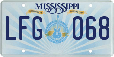 MS license plate LFG068