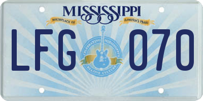 MS license plate LFG070
