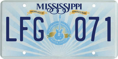 MS license plate LFG071