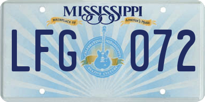 MS license plate LFG072